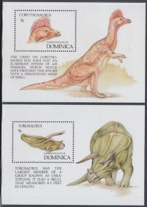 DOMINICA Sc# 1476-7 CPL MNH SET of 2 S/S - DINOSAURS