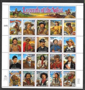 2870 MNH, Legends of the West, Error Sheet, scv: $125, FREE Shipping