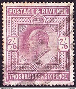 GREAT BRITAIN 1902 KEDVII 2/6 Shillings Dull Purple SG262 Used CV£150