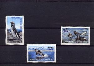 Chile 1999 ANTARCTIC BIRDS WHALES ORCA set 3 values Perforated Mint (NH)