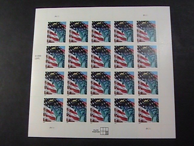 U.S.# 3996-MINT/NEVER HINGED--PANE OF 20---FLAG & STATUE OF LIBERTY---2005