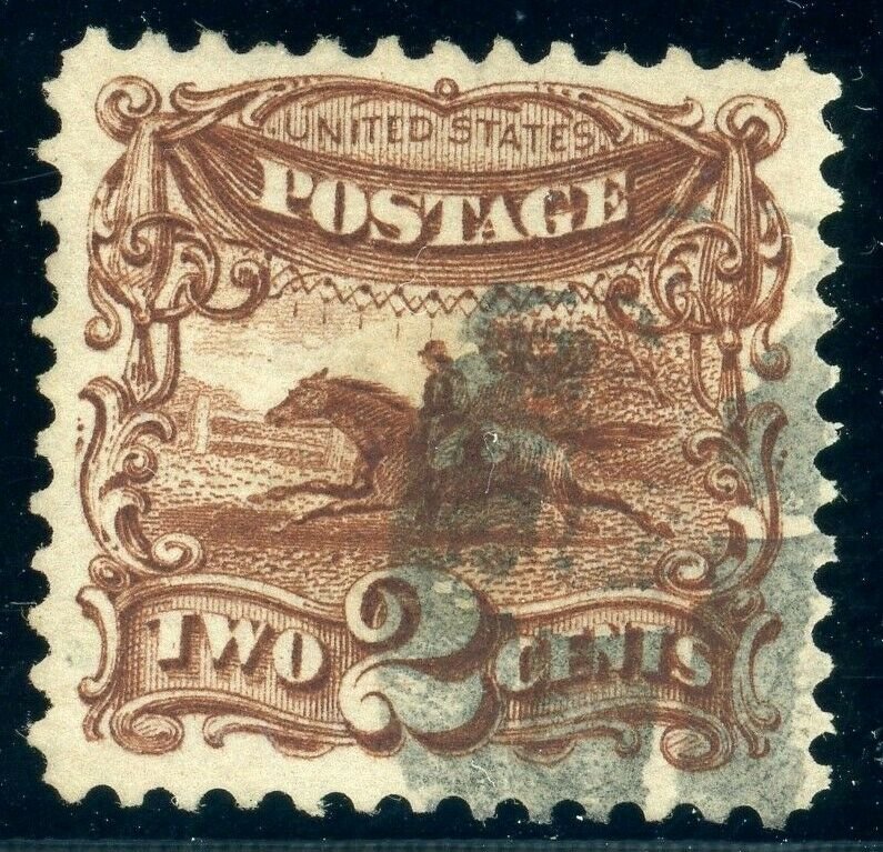 US Stamp #113 Post Horse & Rider 2c, PSE Cert - Used - CV $80.00