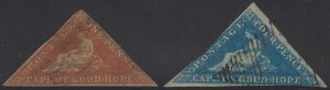 BC CAPE OF GOOD HOPE 1853-58 Sc 1 & 4 KEY VALUES USED SCV$485.00 