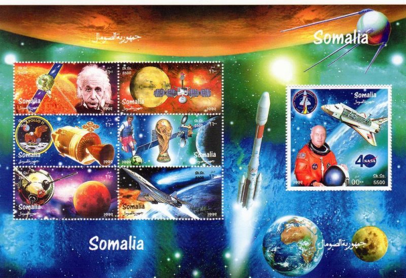 Somalia 1999 Space/ World Cup '98 /John Glenn/Halley's Comet 2 Shlt...