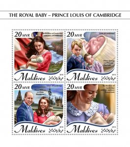 MALDIVES - 2018 - Prince Louis of Cambridge - Perf 4v Sheet - Mint Never Hinged