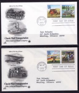 US 2434-2437 UPU Classic Mail PCS Artcraft Variety Typed Set of Two FDC