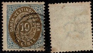 Danish West Indies #10a used 10c oval toned