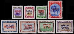 Greenland Scott 19-21, 23-27 (1945) Mint LH VF, CV $700.00 C