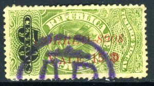 Nicaragua 1908 Provisional 15¢/50¢ Green Sc 224v '8908 VFU U657