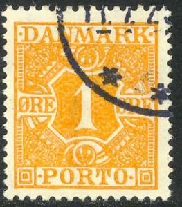 DENMARK 1921-30 1o Orange Solid Panel Postage Due Sc J9 VFU