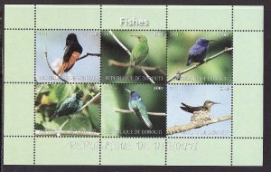 Djibouti-unused NH sheet of 6-Birds-2011-