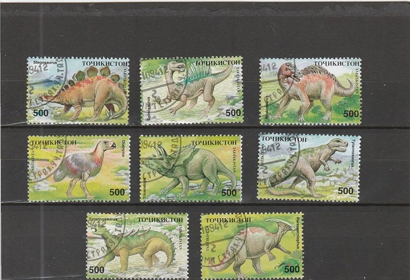 Tajikistan  Scott#  53-60  CTO  (1994 Prehistoric Animals)