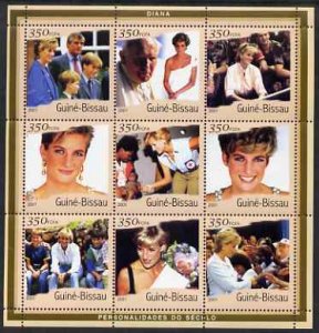 GUINEA BISSAU - 2001 - Princess Diana - Perf 9v Sheet - Mint Never Hinged