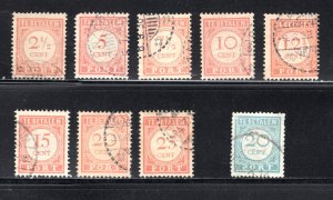 Netherlands Indies #J26, J28-J34, J53   VF, Used, CV $3.55 .....  4220218