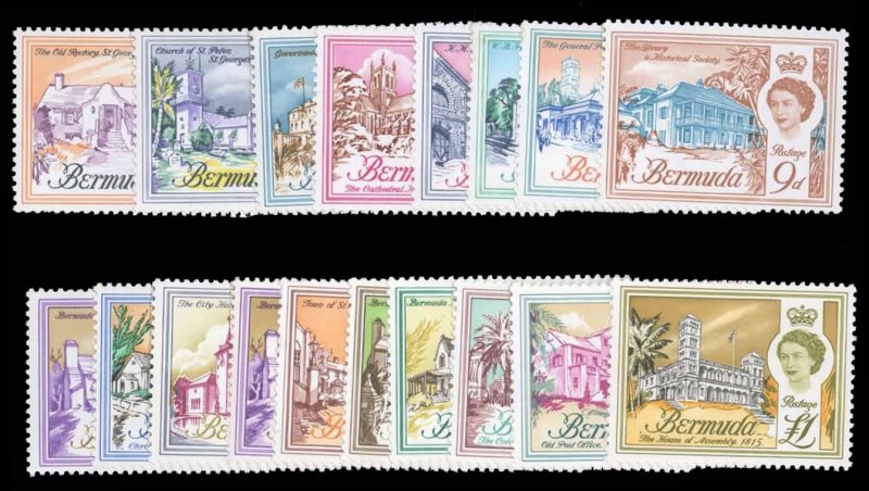 Bermuda #175-191 Cat$40.80, 1962-65 QEII, complete set, never hinged