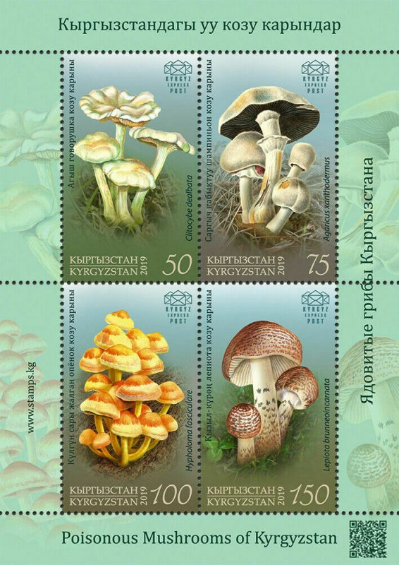 KYRGYZSTAN (KEP) / 2019 - (BLOCK) Poisonous Mushrooms, MNH 