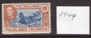 FALKLAND ISLANDS GEORGE VI SG161c 4th ptg. lightly hinged.