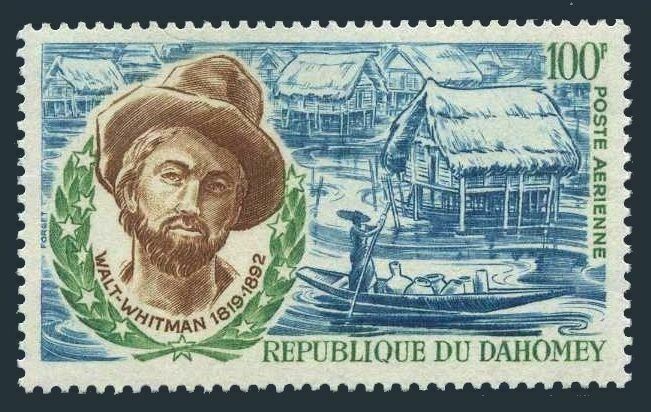 Dahomey C119,MNH.Michel 413. Walt Whitman,poet,1970.Dahoman Huts.