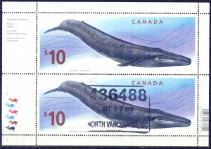 Canada 2010 Blue Whales Mi.2663 pair MNH + Used