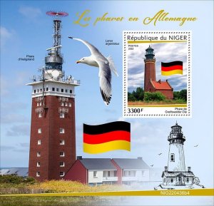 NIGER - 2022 - German Lighthouses - Perf Souv Sheet - Mint Never Hinged