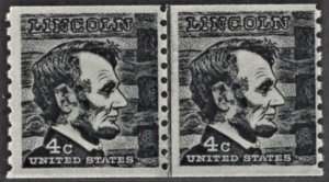 US 1303 MNH VF 4 Cent Abraham Lincoln Line Pair