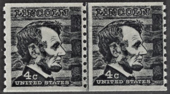 US 1303 MNH VF 4 Cent Abraham Lincoln Line Pair