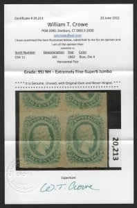 CONFEDERATE STATES #CSA11 MINT Pair XF-S-95J OGnh w/Crowe Cert. (LB 7/11)