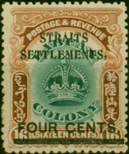 Straits Settlements 1906 4c on 16c Green & Brown SG145 Fine MM