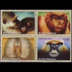 UN-VIENNA 2007 - Scott# 391a Endang.Monkeys Set of 4 NH