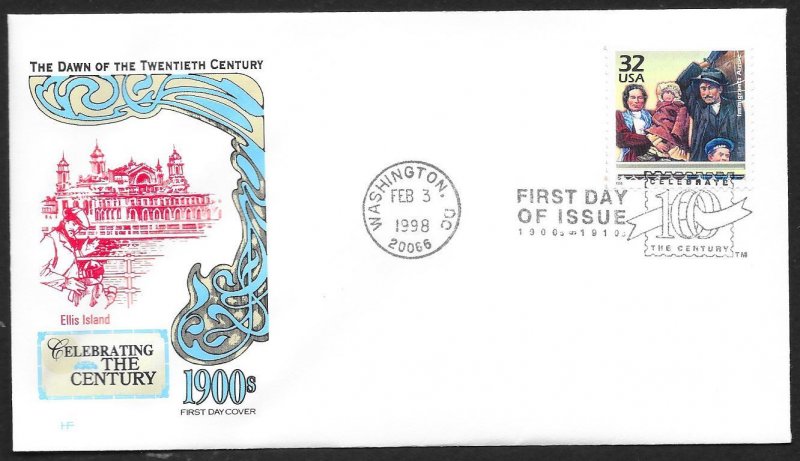 UNITED STATES FDCs (15) 32¢ Celebrate The Century 1900s Full Set 1998 Farnam