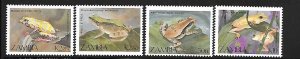 ZAMBIA Sc 462-5 NH ISSUE OF 1989 - REPTILES - FROGS