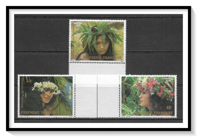 French Polynesia #386-388 Various Flower Garlands Set MNH