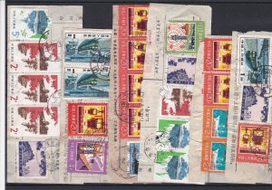 Selection of Used China Commemorative Stamps + Cancels on Paper Ref 32475