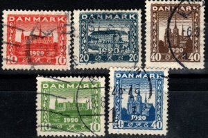 Denmark #156-60 F-VF Used CV $17.55 (X351)