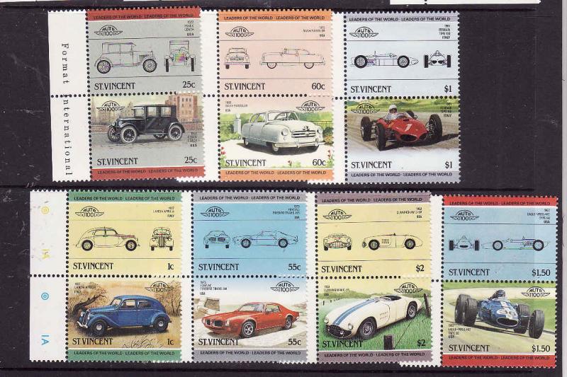 St. Vincent-Sc#815-21-Unused NH set-Classic Cars-1985-