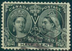 CANADA #50 ½¢ black, used w/face free grid cancel, VF+, Scott $110.00