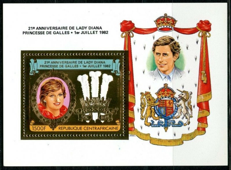1982 Central African Republic 851/B191gold Princess Diana 11,00 €