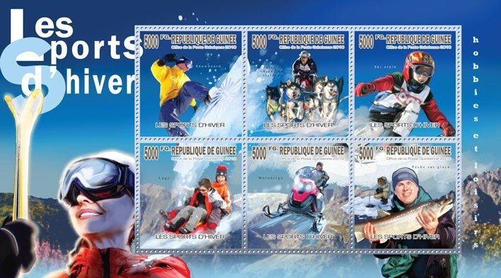 GUINEA - 2010 - Passion for Winter Sports - Perf 6v Sheet -Mint Never Hinged