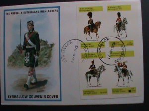 EYNHALLOW- 1973-S/S FDC ROYAL WEDDING -ON HORSE SOLDIERS S/S MNH FDC-VF RARE