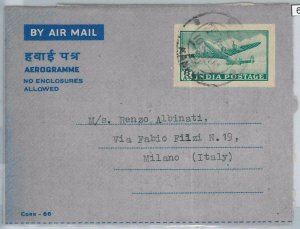 65856 - INDIA  - Postal History -   STATIONERY AEROGRAMME  from KANPUR to ITALY