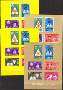 Togo 1961 Scouting Boy Scouts 4 S/S MNH (One S/S MH )
