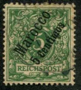 German Offices Morocco SC# 2 o/p 5 centines on Germany light cancel  SEE SCAN