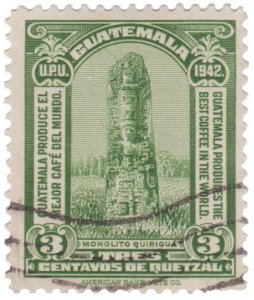 GUATEMALA STAMP 1942 SCOTT # 302. USED. # 7