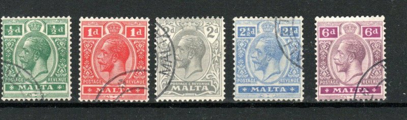 Malta 1921-22 values to 6d FU CDS