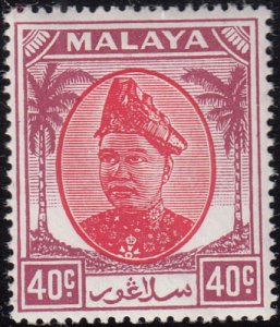Malaya Selangor 1949 MH Sc #90 40c Sultan Hisam-ud-Din Alam Shah Variety
