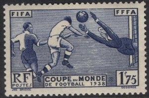 FRANCE 1938 SC. #349 1fr75 DARK ULTRA FIFA SOCCER MINT H CAT $13.50