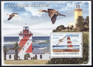 Comoro Islands - 2009 s/s of 1 Birds & Lighthouses #1034 cv $ 16.50 Lot # 42