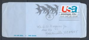 FIRST DAY COVER #UC44 Birds in Flight 15c AEROGRAMME Addr FDC 1971