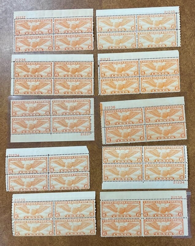 C19  NH Fine WHOLESALE Lot of 10 Plate Blocks  CV $200