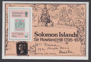 Solomon Islands 396 Rowland Hill Souvenir Sheet MNH VF